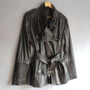 NWOT RUDSAK BLACK WAXED COTTON & LEATHER JACKET SIZE, M, L,